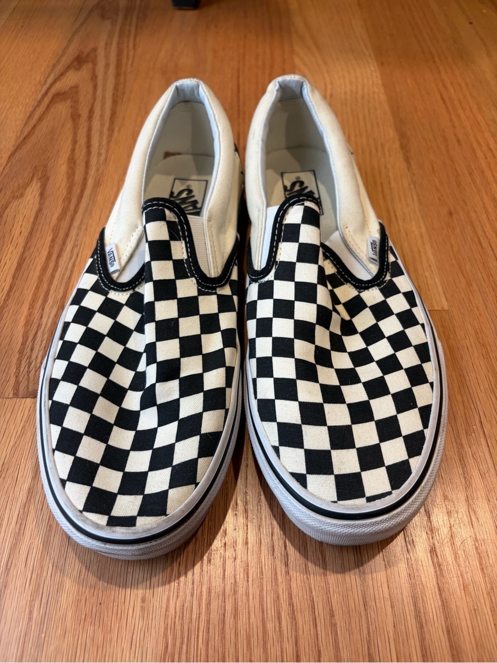 Men’s Vans Slip-On Checkerboard Sneakers - Black & White